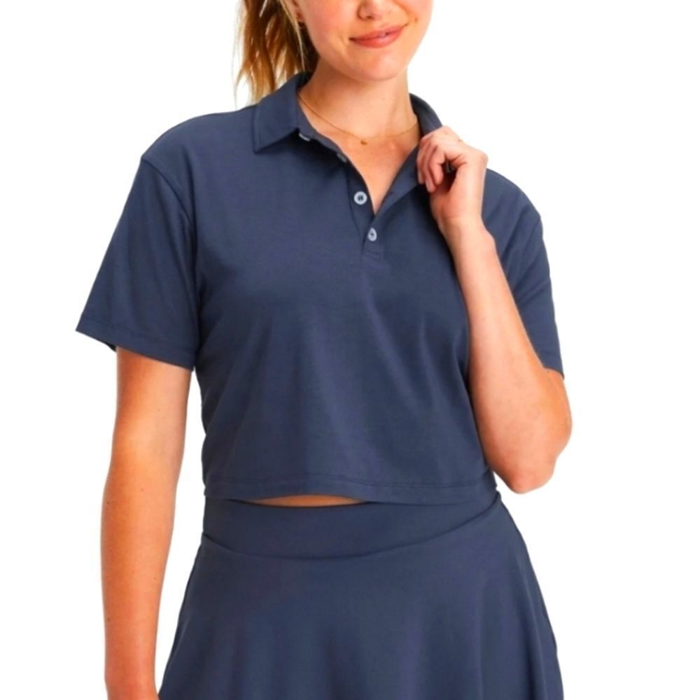 🐢 Fabletics Boxy Short Sleeve Polo Shirt  Size L.Navy